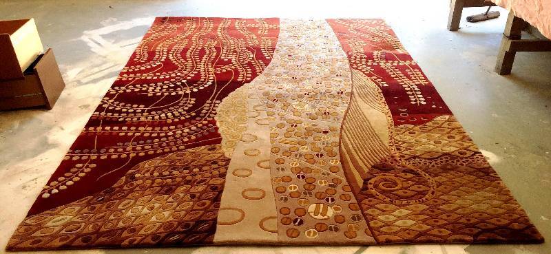 lot 47 image: WOW 11 x 8 Foot Gorgeous Imported 100% Wool Rug Purchased At Macys $2500 Made by Momeni Rugs - Design Perspective Willow Burgundy - Super Condition
