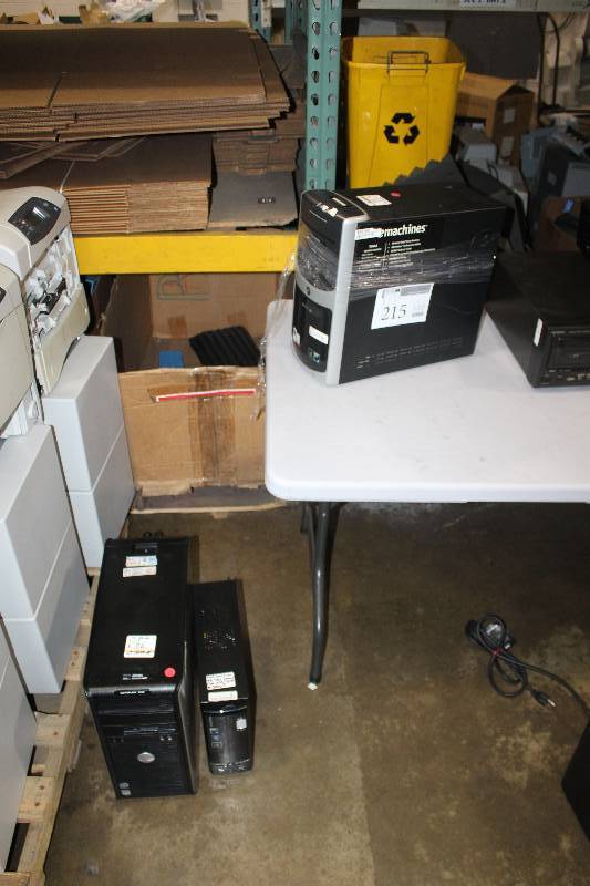 lot 215 image: Lot of (3) Desktop For Parts Including 2) eMachines AND 1) Dell