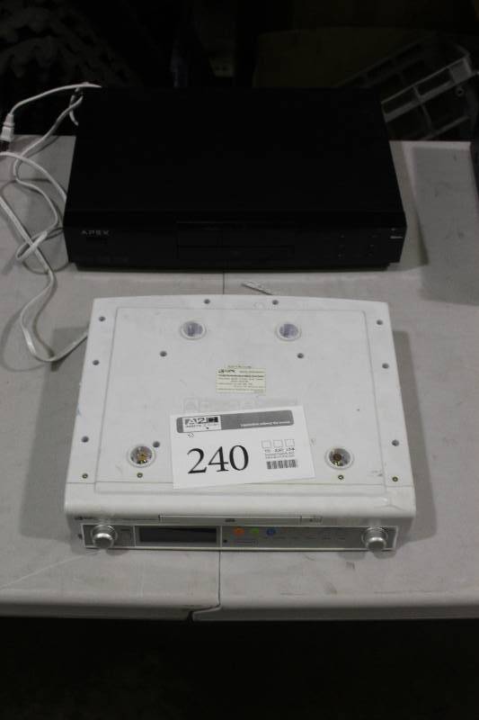 lot 240 image: Lot of (2) Electronics Including 1) GPX CDAMFM Weatherband Digital Clock Radio AND 1) Apex DVD Video Player