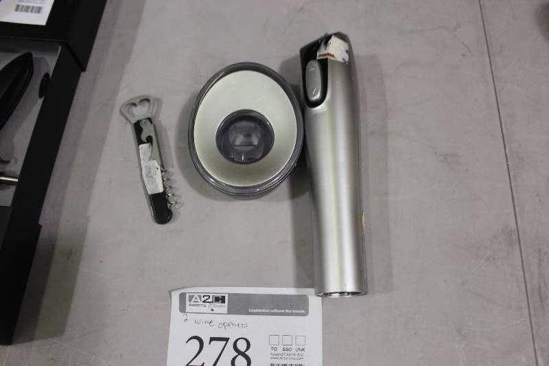 lot 278 image: Lot of (2) Wine Openers Including 1) Manual AND 1) eRabbit Electric Wine Opener