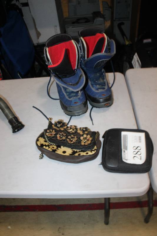 lot 288 image: Lot of (3) Womens Accessories Including 1) Case AND 1) Purse AND 1) Boots