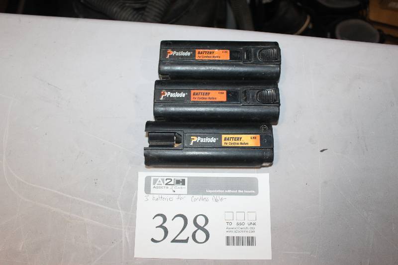 lot 328 image: Lot of (3) Paslode 6VDC Batteries For Cordless Nailer