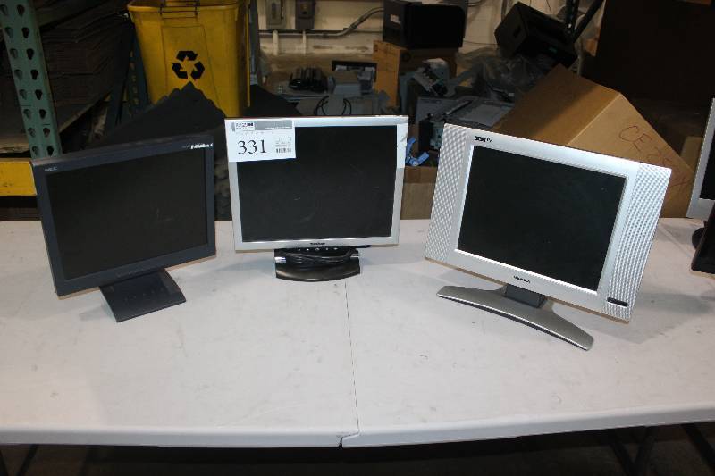 lot 331 image: Lot of (3) Computer Monitors Including 1) 15 NEC AccuSync LCD 52V AND 1) 15 ViewSonic AND 1) 17 Magnavox HD TV