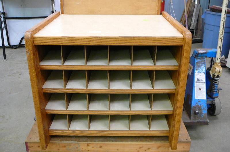 lot 24 image: Oak Rack mail Box