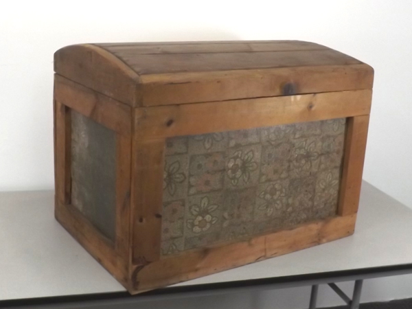 lot 19 image: Antique Wood Dome Top Trunk