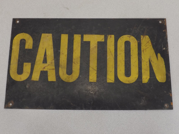 lot 43 image: Vintage Steel Railroad Caution Sign