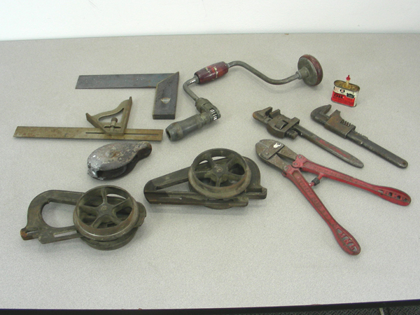 lot 46 image: Lot of Antique Tools and Industrial Hardware