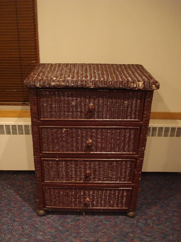 lot 14 image: Dresser With Wicker Exterior, Has Some WearD...