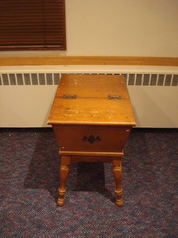 lot 19 image: End Table With Cubby Drawer, Has Some Wear...