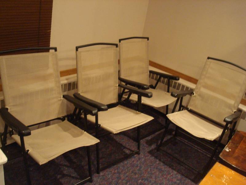 lot 31 image: Pair Of Folding Lawn Chairs, Used, Some Wear...