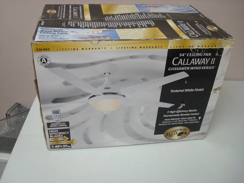 lot 49 image: Hampton Bay Callaway II Ceiling Fan, Never Us...