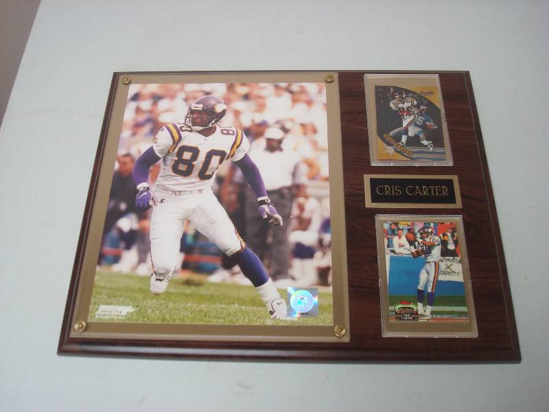 lot 100 image: Framed Minnesota Viking Cris Carter Football ...