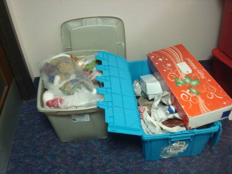 lot 130 image: Two Bins Filled With Christmas Items...