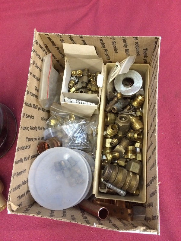 Box lot of Brass HVAC, AC&R fittings