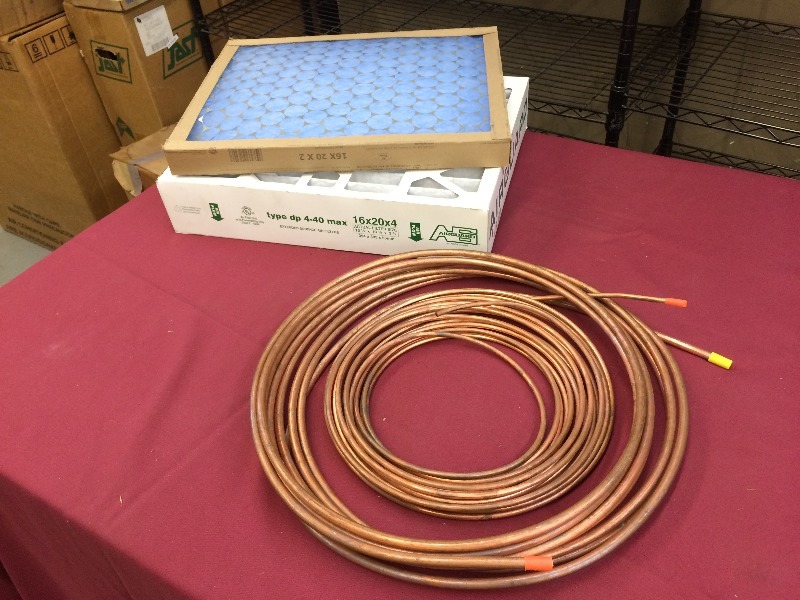 AC&R HVAC Soft Copper Tubing -  14 x 50 copper, 38 x 25 copper  2 air filters  lengths are estimated