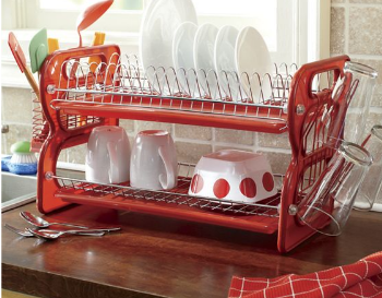 2-Tier Dish Rack red, open box Retail $34.99
