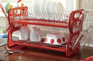2-Tier Dish Rack red, open box Retail $34.99
