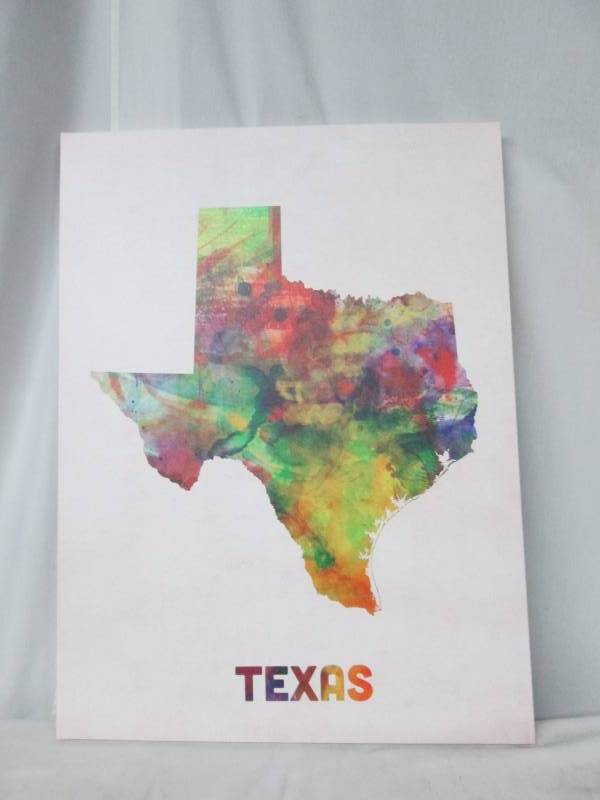 lot 47 image: Michael Tompsett Texas Map Canvas Art 24 x 2 x 32