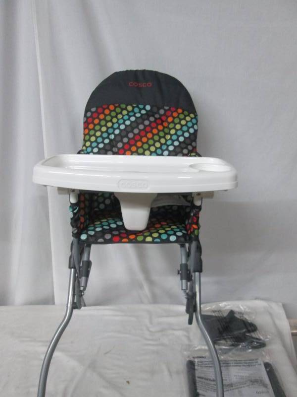 lot 52 image: Cosco Rainbow Dots Simple Fold High Chair