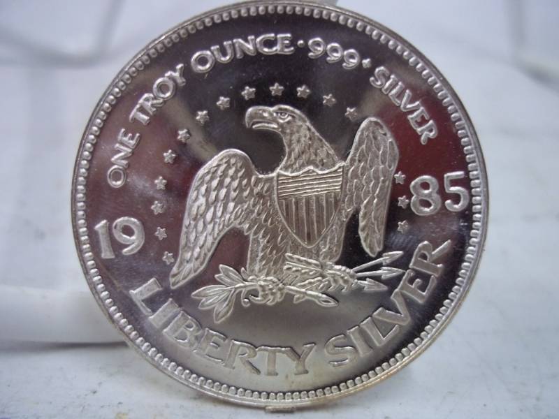 1 oz. .999 Fine Silver 1985 Life Liberty Happiness