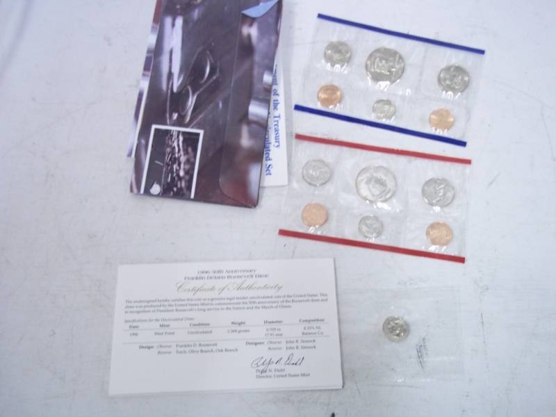 2 US Proof Set 1996  P and D with 50th Anniversary Franklin Delano Roosevelt Dime