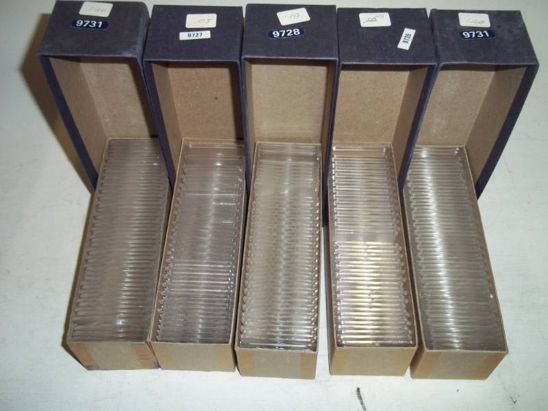 5 Boxes of Plastic coin mounts 2 x 2