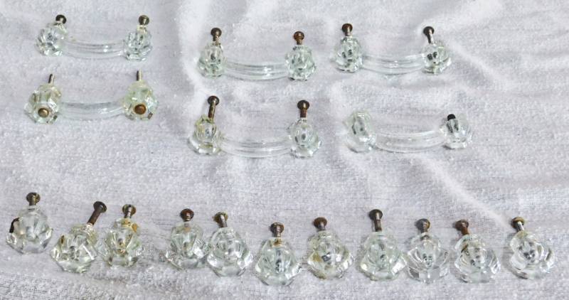 lot 36 image: glass knobs and pulls with screws
