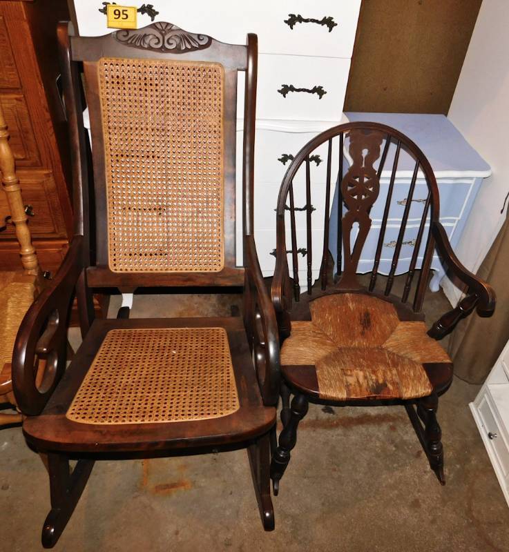 lot 98 image: two vintage rocking chairs