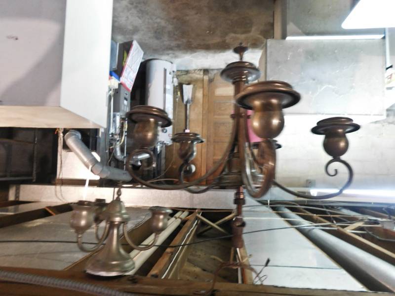 lot 16 image: 2 vintage original to the home brass light fixtures