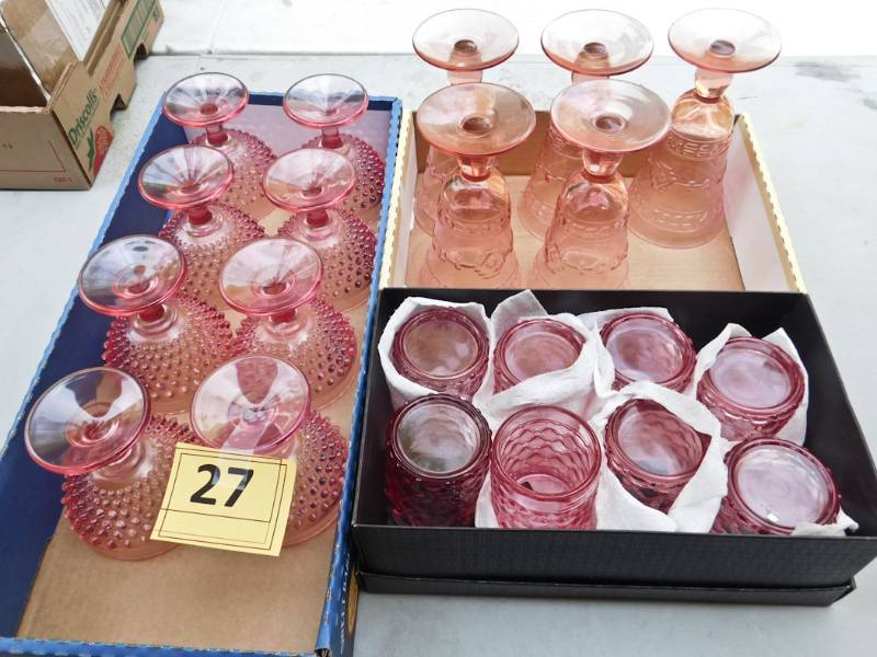 lot 27 image: large group of pink drink ware