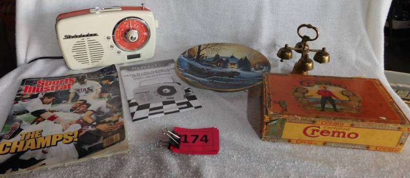 lot 174 image: Terry Redlin plate, Studebaker radio and more