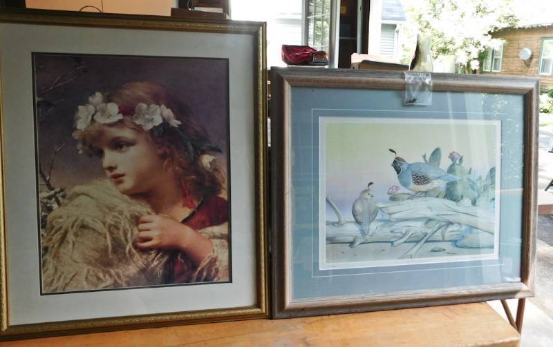 lot 122 image: 2 large vintage framed prints
