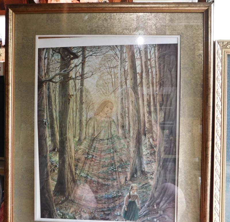 lot 123 image: 2 large vintage framed prints