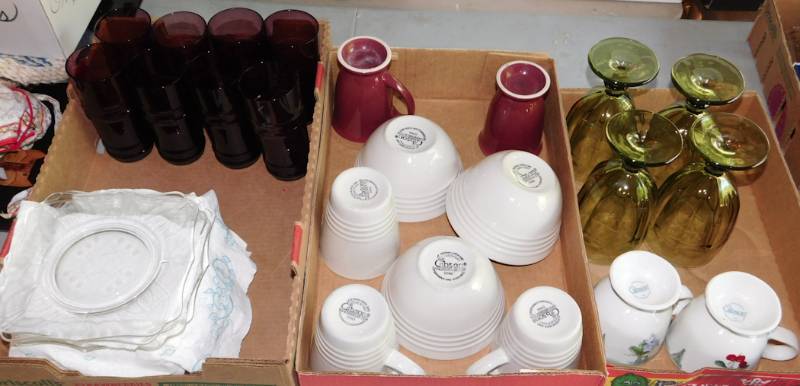 lot 161 image: ruby red glasses, green goblets and more