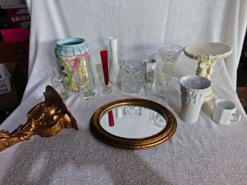lot 179 image: vases bottles wall art