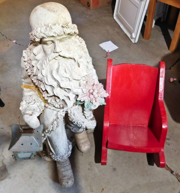 lot 232 image: Seasonal Holiday dcor Santa and small red chair