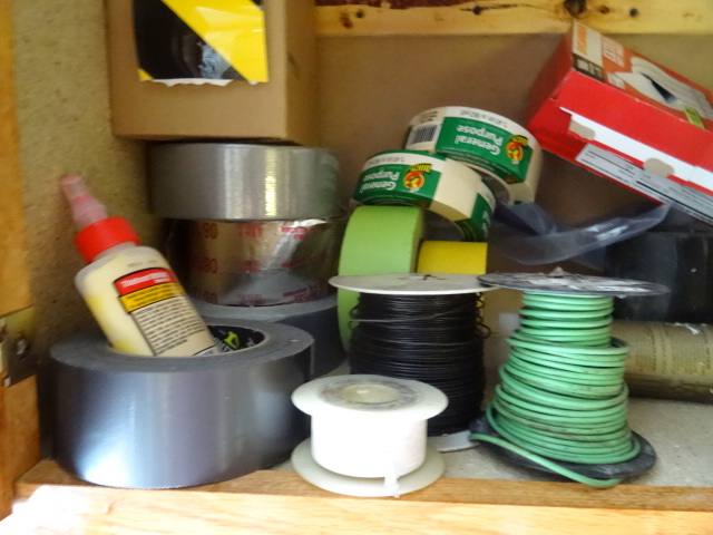 lot 88 image: Contents of Cabinet, Misc Duct Tape,