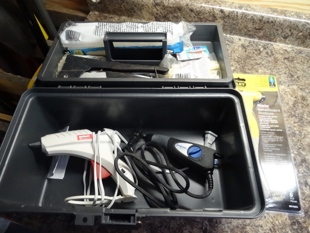 lot 120 image: Plano Tool Box with Glue Gun.