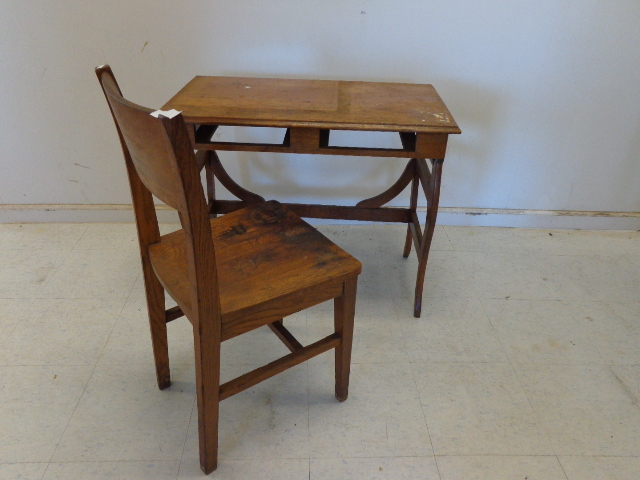lot 28 image: Wooden Table & Chair
