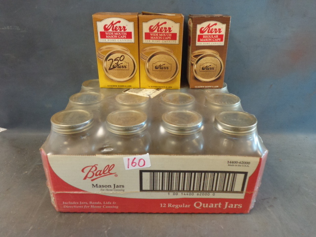lot 160 image: Case Of Mason Jars & Caps