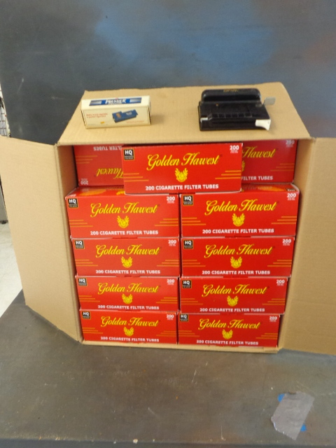 lot 180 image: Box Of Cigarette Filter Tubes & Cig Machines