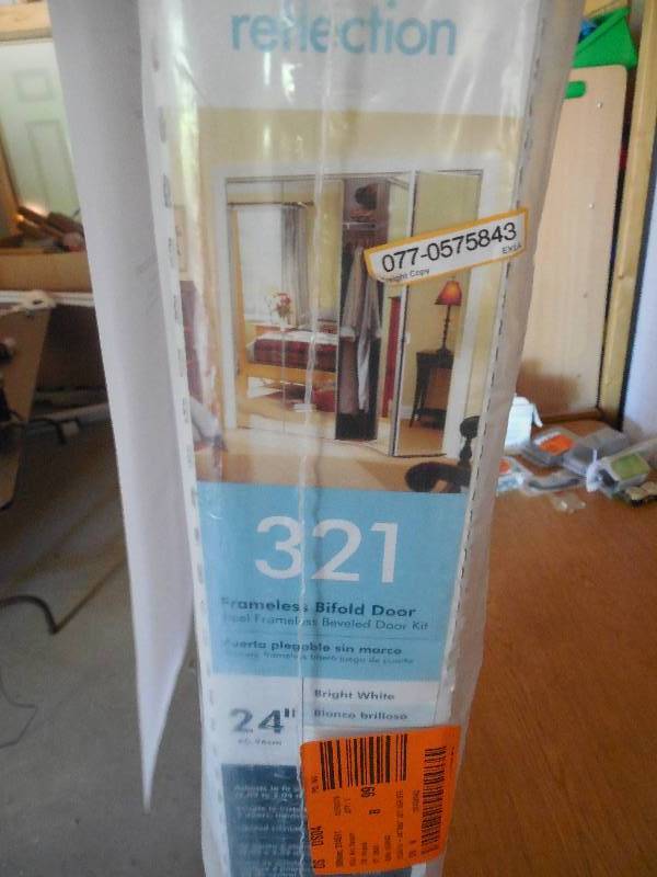 24 in. x 80 in. 321 Series Steel White Mirror Interior Closet Bi-fold Door