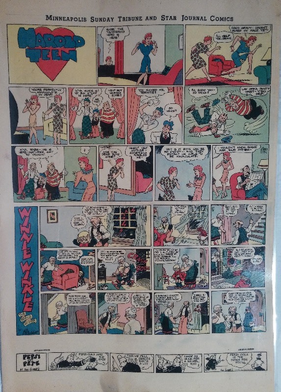 lot 23 image: (6) Laminated New Print Sheets from 1942  - Mpls Daily Times & Mpls Tribune and Star Journal