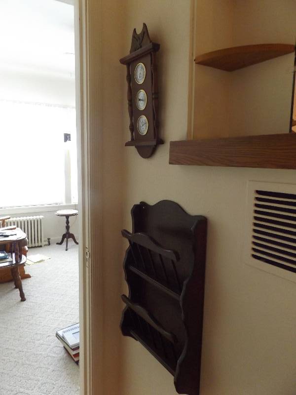 Wood Hanging Magazine Rack and Weather Reporter