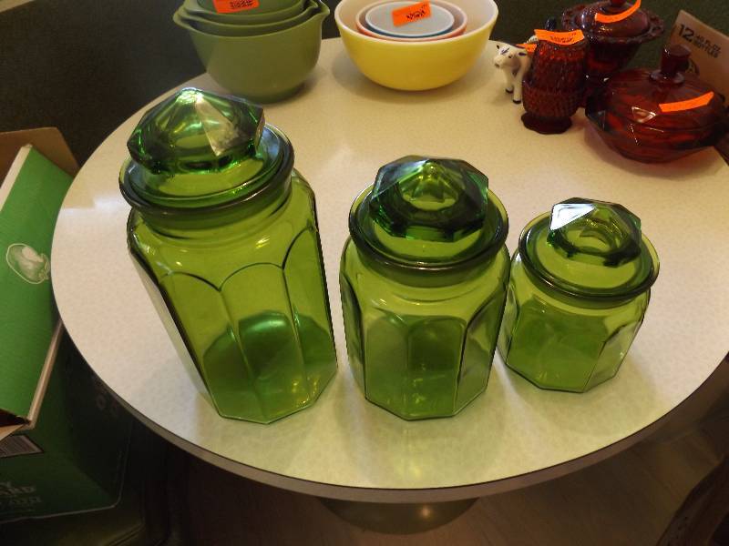 Green Glass Canisters