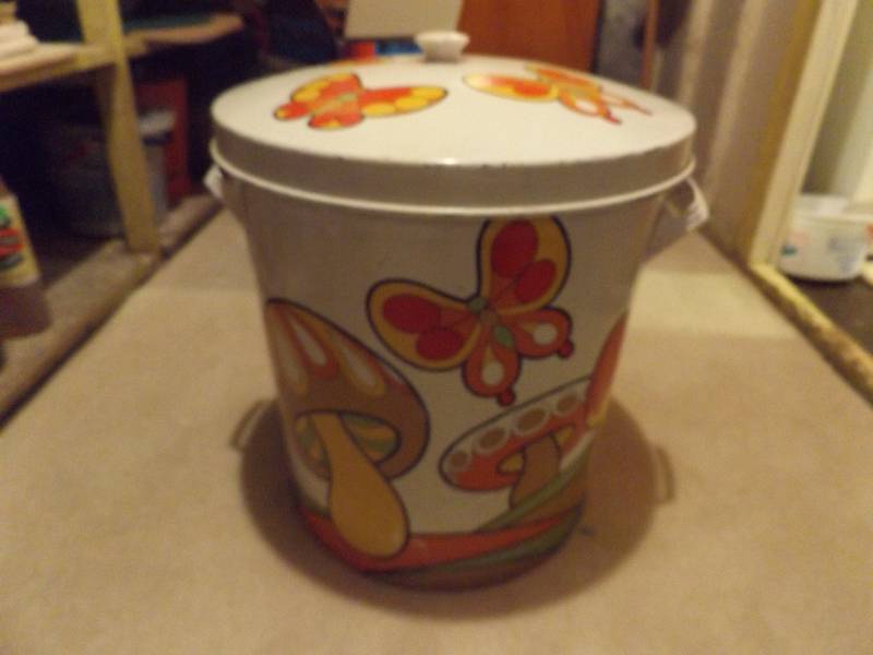 Vintage Painted Garbage Can
