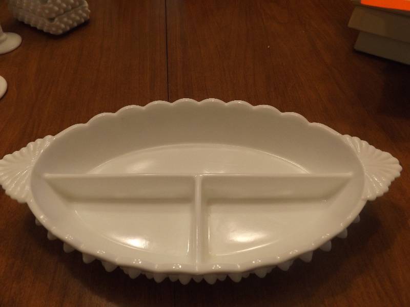 Fenton Milk Glass Divided Serving Plate