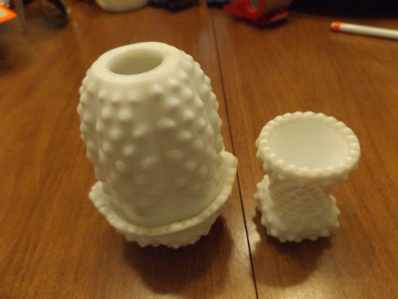Fenton Milk Glass Candle Holder, Toothpick Holder