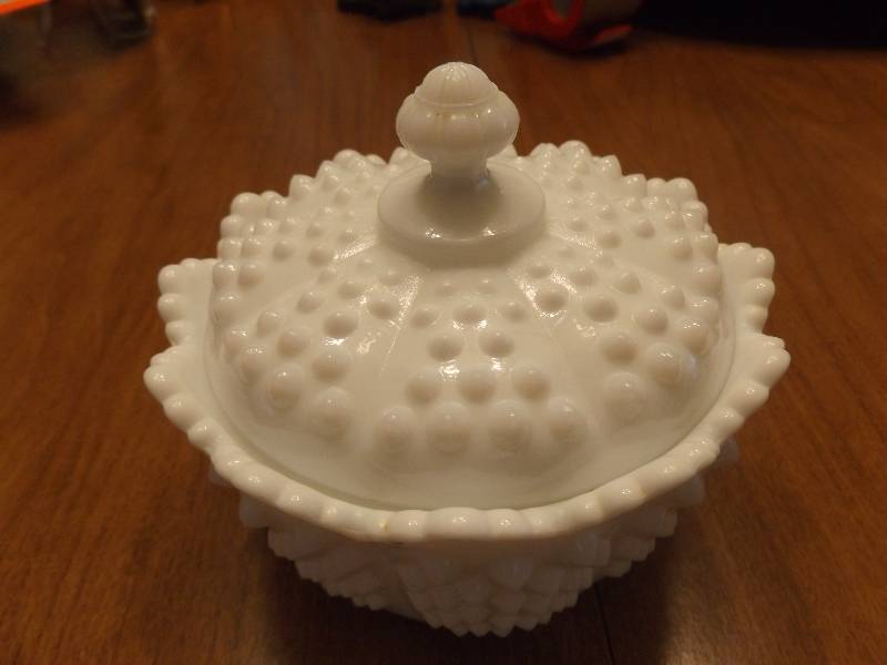 Fenton Milk Glass Covered Bowl