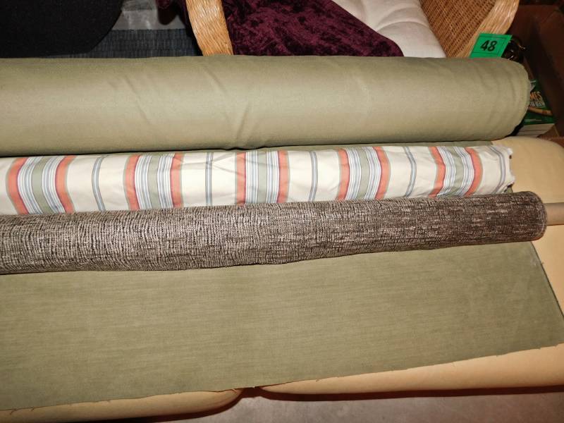 lot 41 image: 3 rolls of upholstery fabric